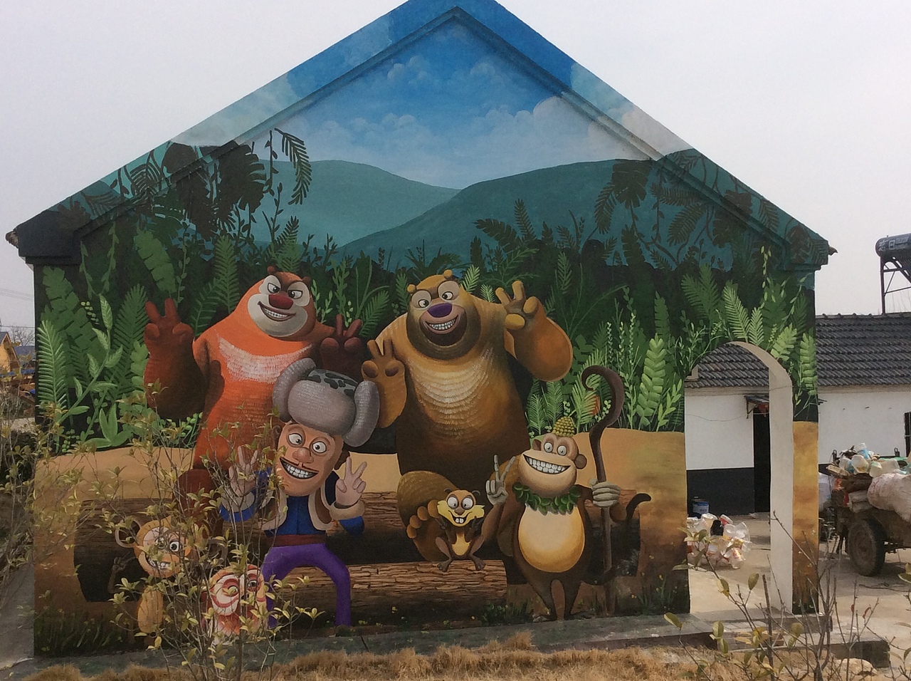 郑州米罗墙绘 熊大熊二墙绘