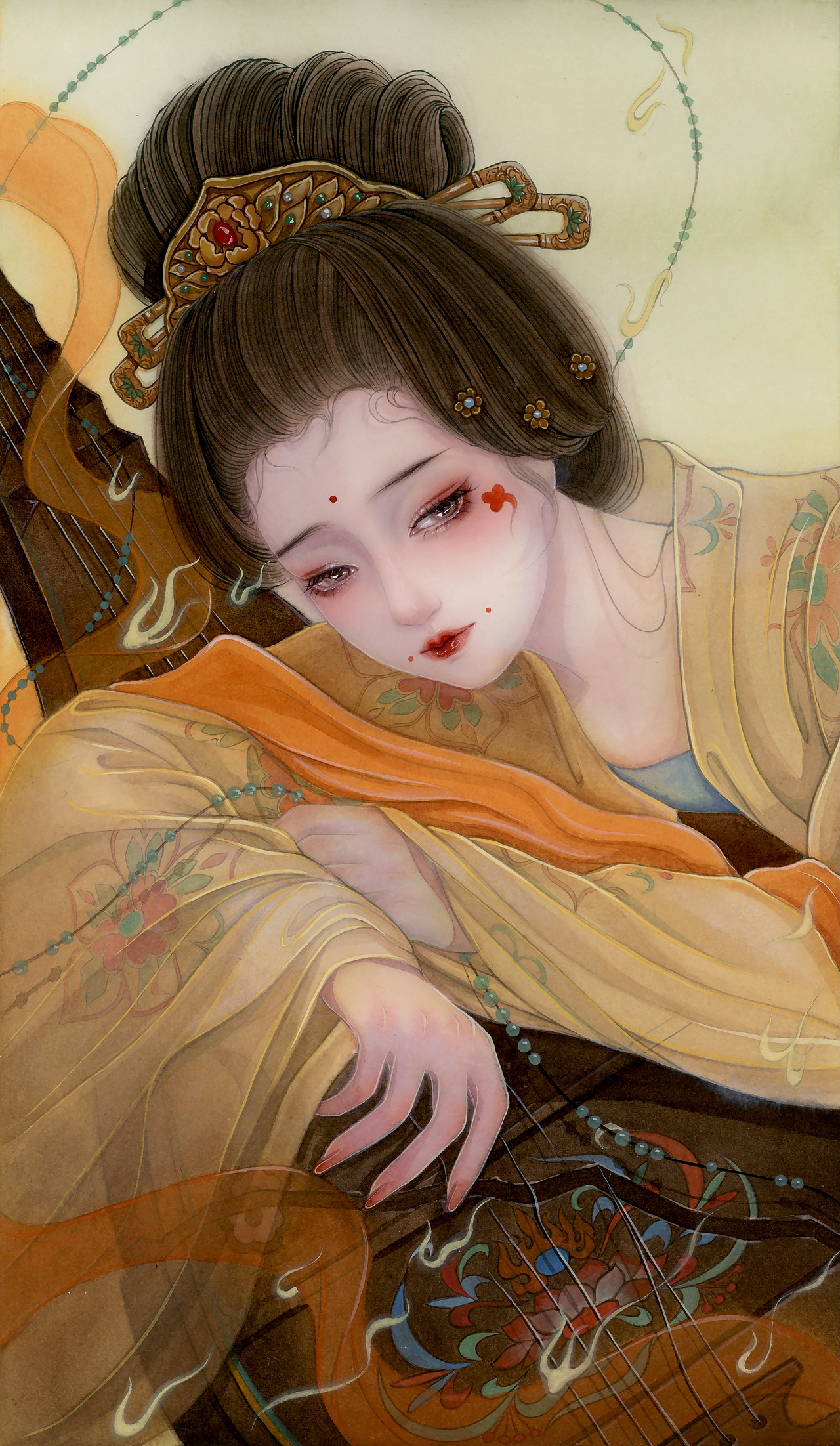古风水彩插画唐风美人（图ZMzAzNTA3MTM2） - 艺术插画 - 站酷设计师静兮水彩原创素材 - 站酷ZCOOL