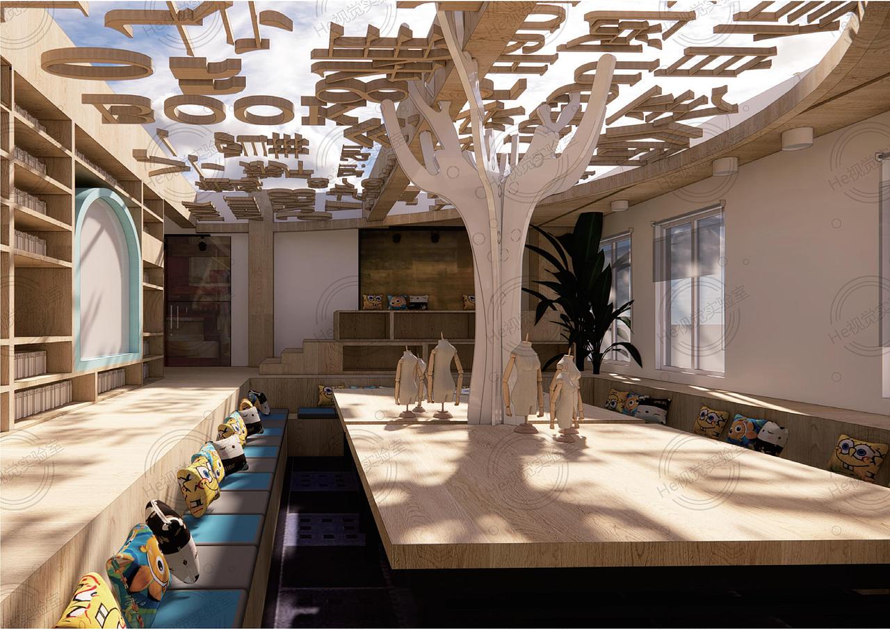 图书馆室内设计-武汉某中学