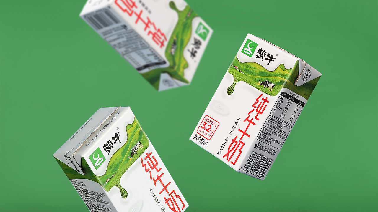 蒙牛纯牛奶包装设计
