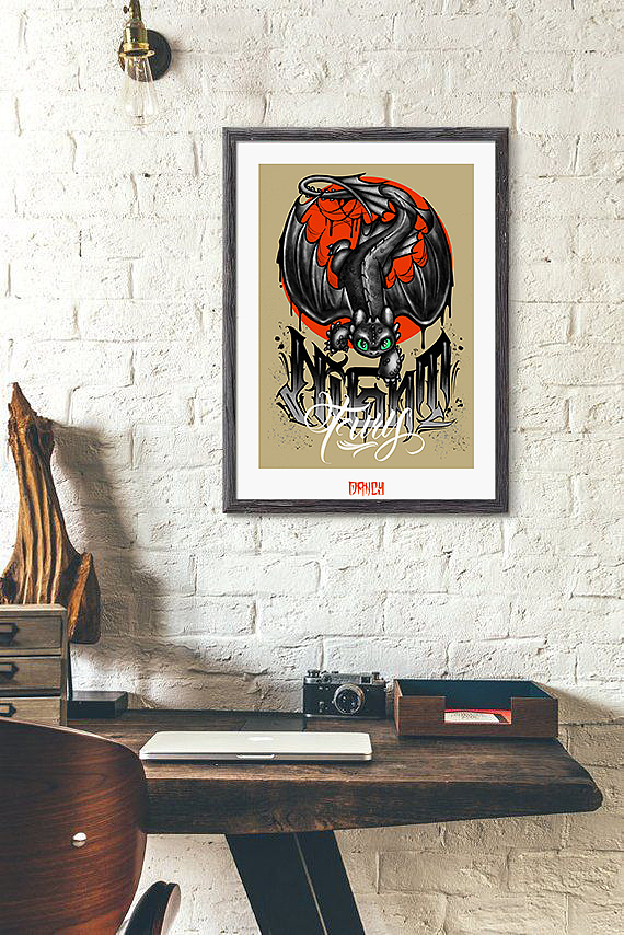 暗黑花体字夜煞，驯龙高手无牙仔NIGHT FURY