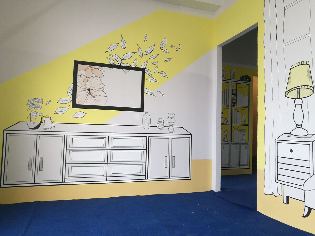 叠彩兰亭清水样板间彩绘|插画|商业插画|乐彩艺术派墙绘_原创作品