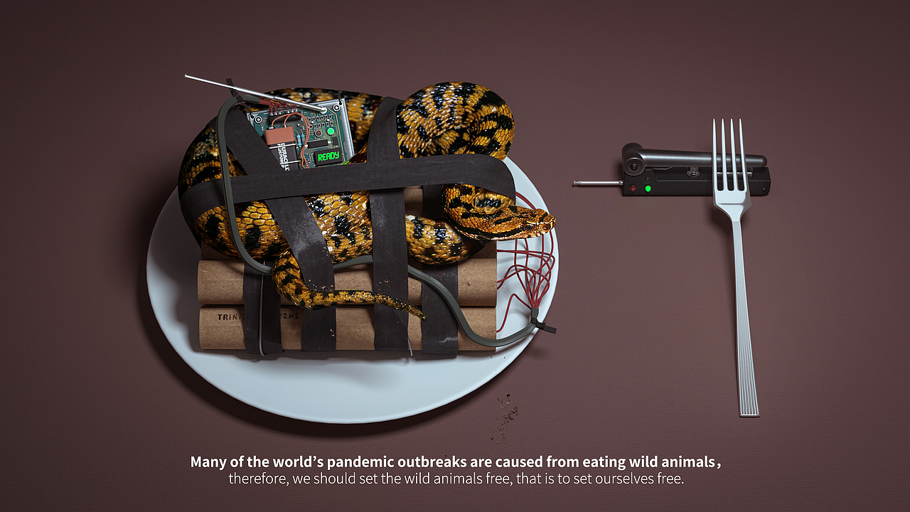 公益海报-放过野生动物,也是放过人类自己