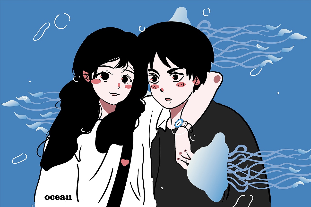 《情侣头像》（图ZMjg4MDU4MTcy） - 创作习作 - 站酷设计师ocean73原创素材 - 站酷ZCOOL