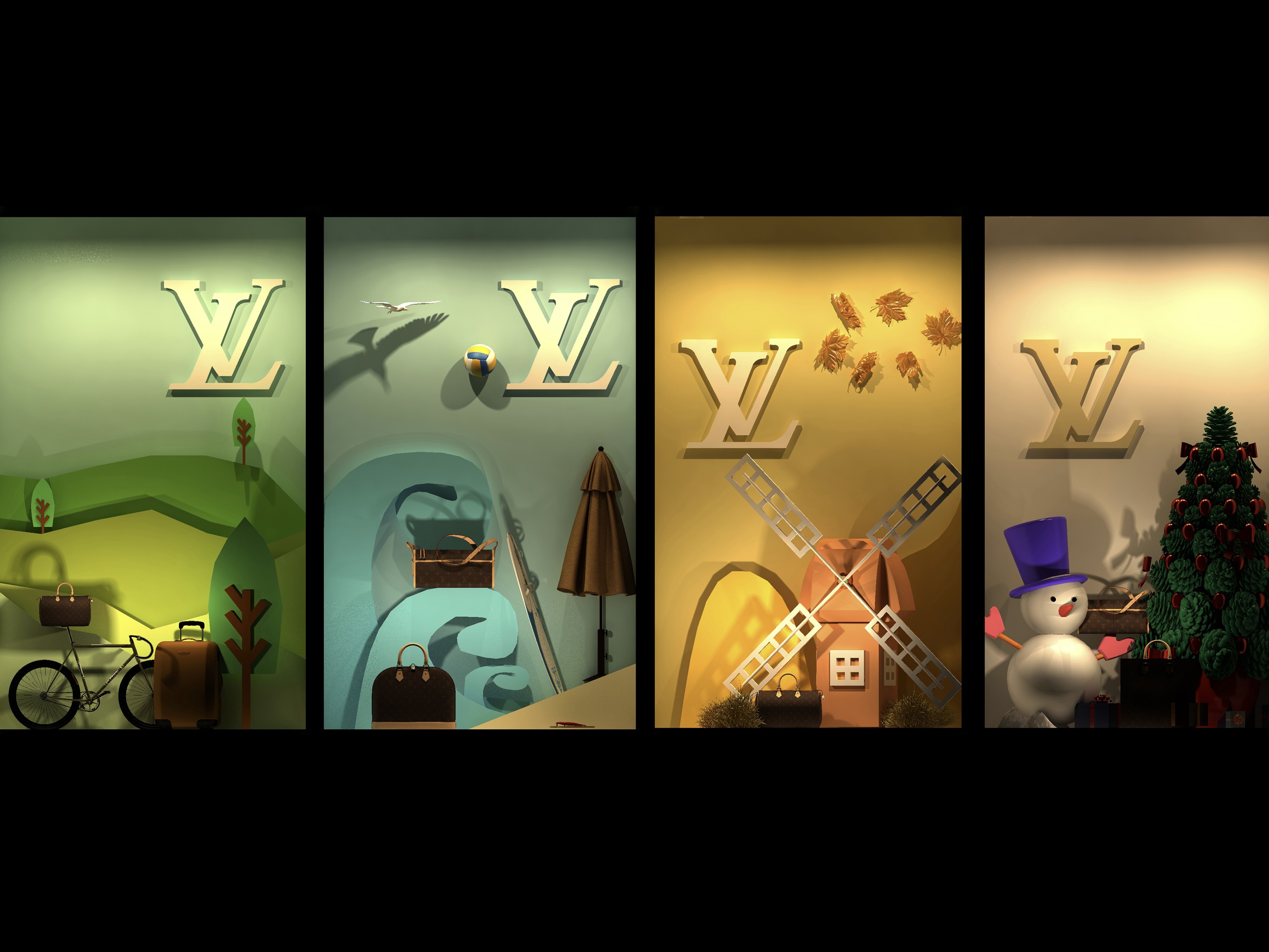 lv春夏秋冬橱窗设计