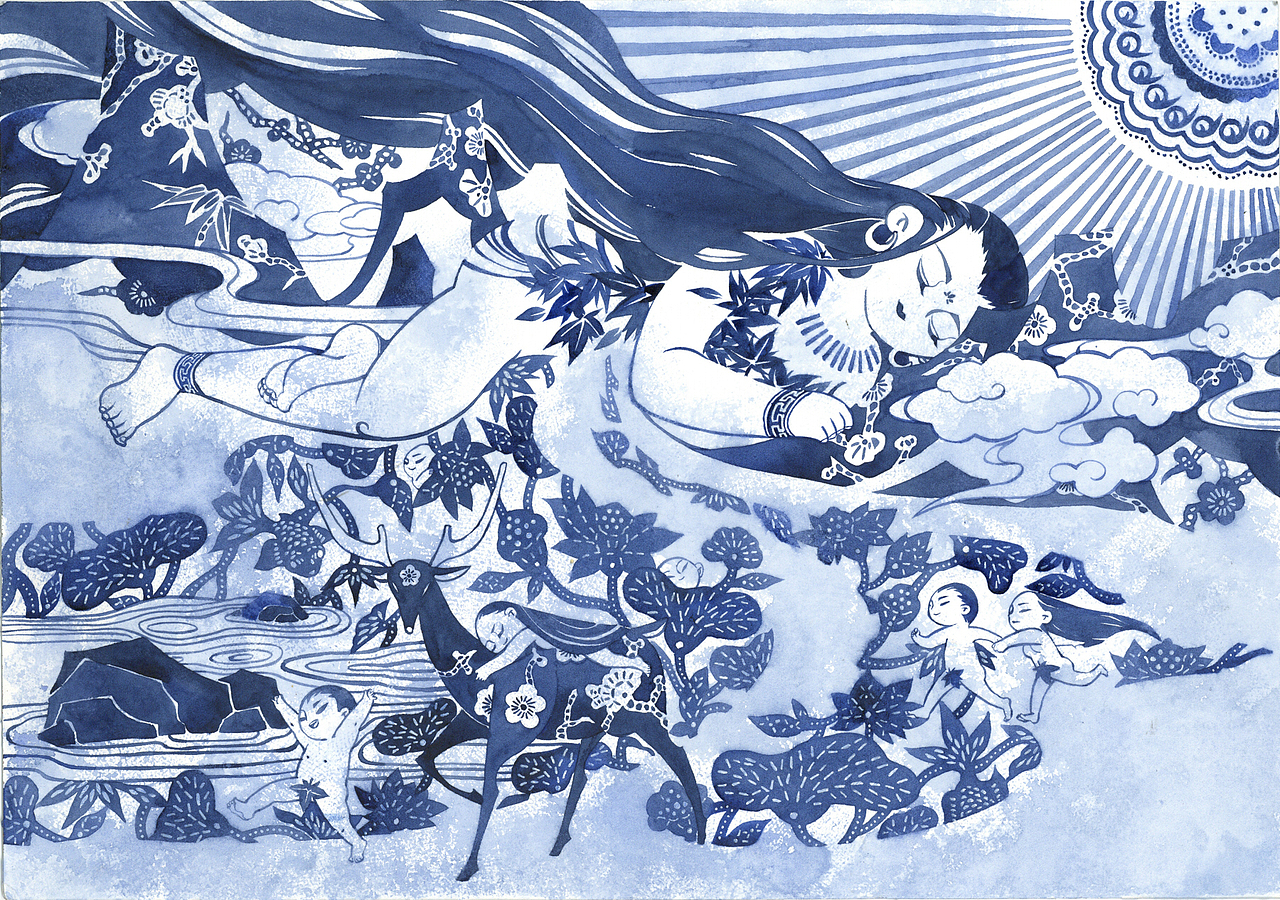 女娲补天主题插画