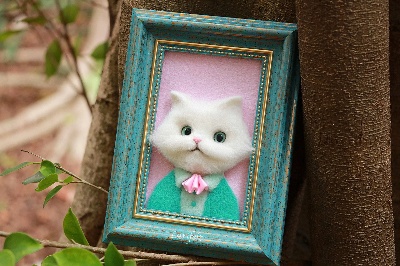 【lari手作】羊毛毡复古阿猫相框