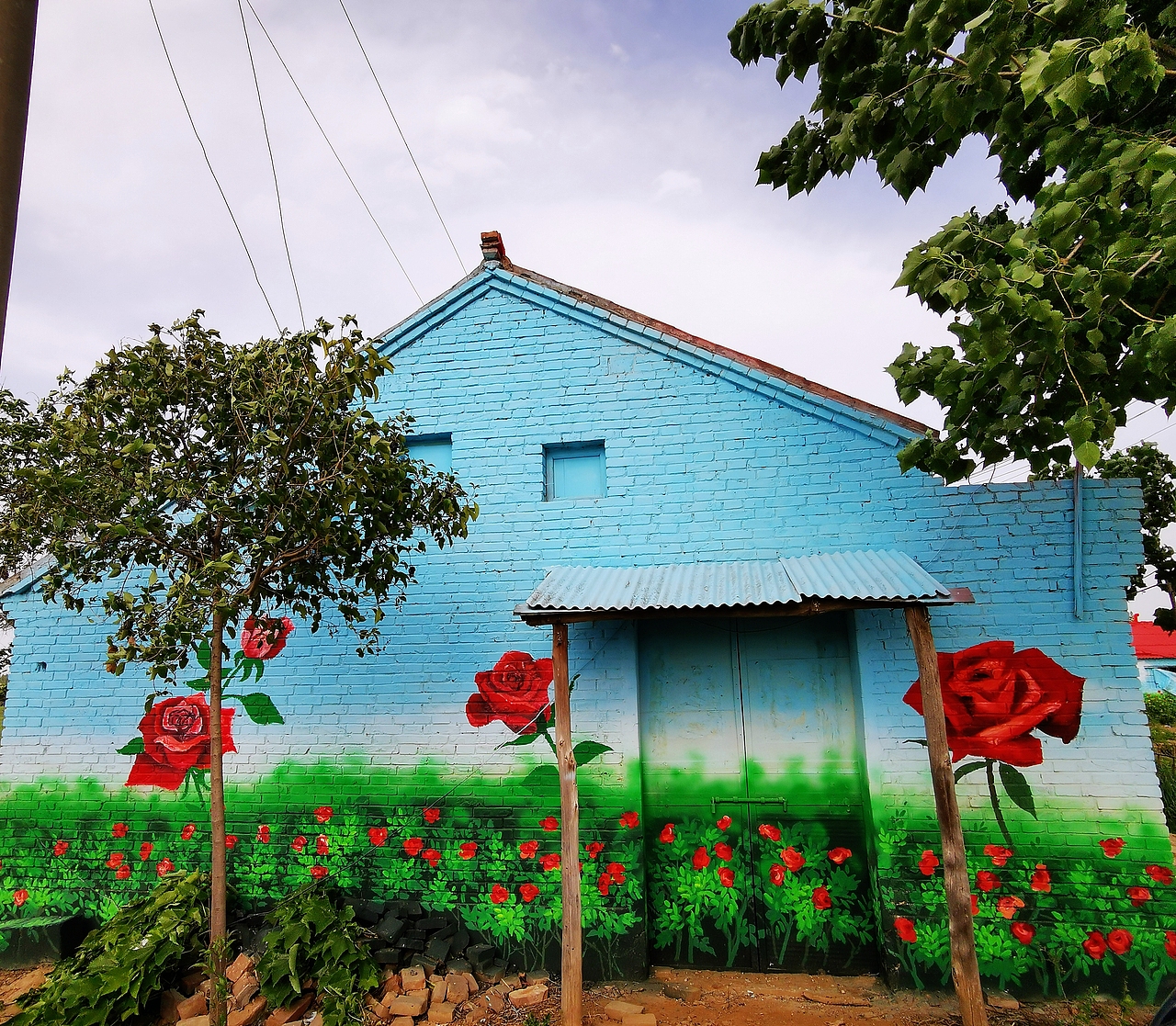 乡村墙绘风景墙绘油画墙绘乡村振兴美丽乡村
