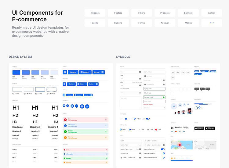 在线互联网电子商城交互状态模块组件KIT页面UI设计