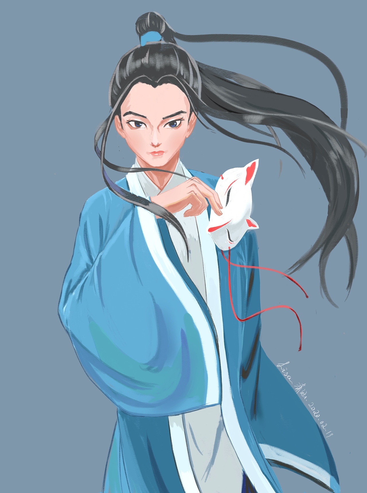 平涂 汉服面具男