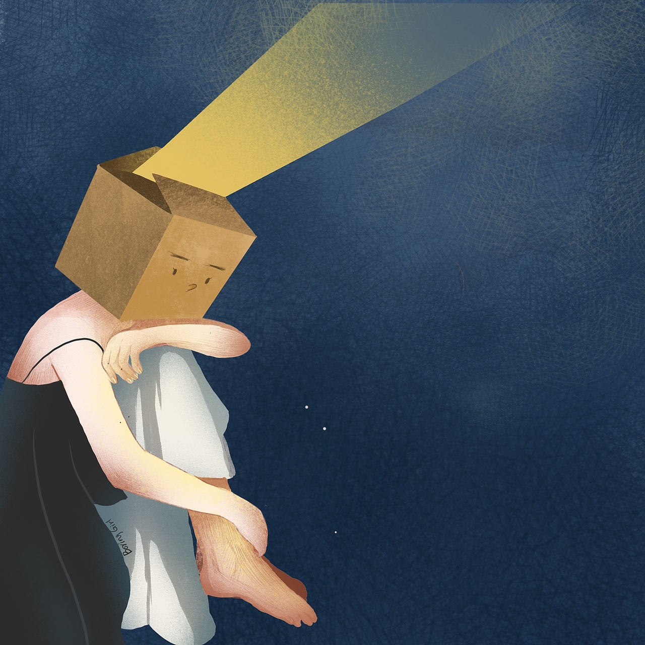 盒子里的人|插画|创作习作|babynice_原创作品-站酷zcool