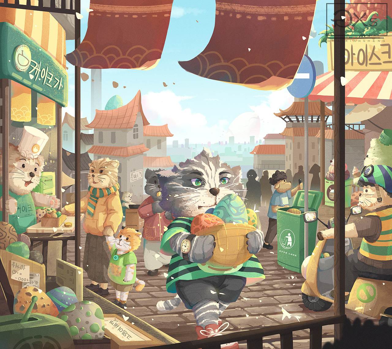 灵猫小镇（图ZMjc0MjM4MzU2） - 创作习作 - 站酷设计师插画师怪先生原创素材 - 站酷ZCOOL
