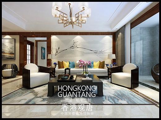 滕州装饰公司人和天地194平新中式风格装修效果图案例