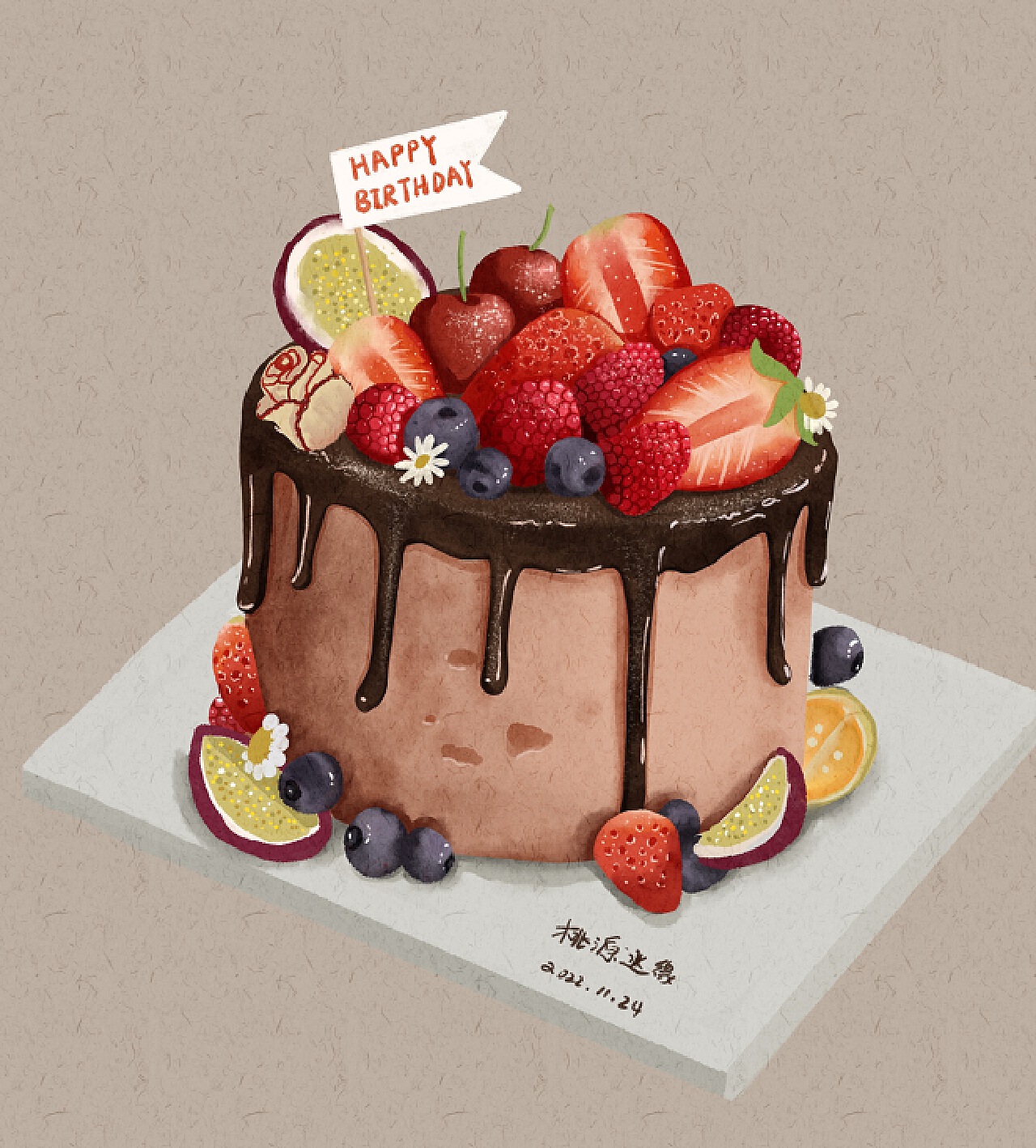 巧克力生日蛋糕,慶祝,祝福,巧克力蛋糕PSD圖案素材免費下載，可愛卡通圖片，尺寸1200 × 1200px - Lovepik