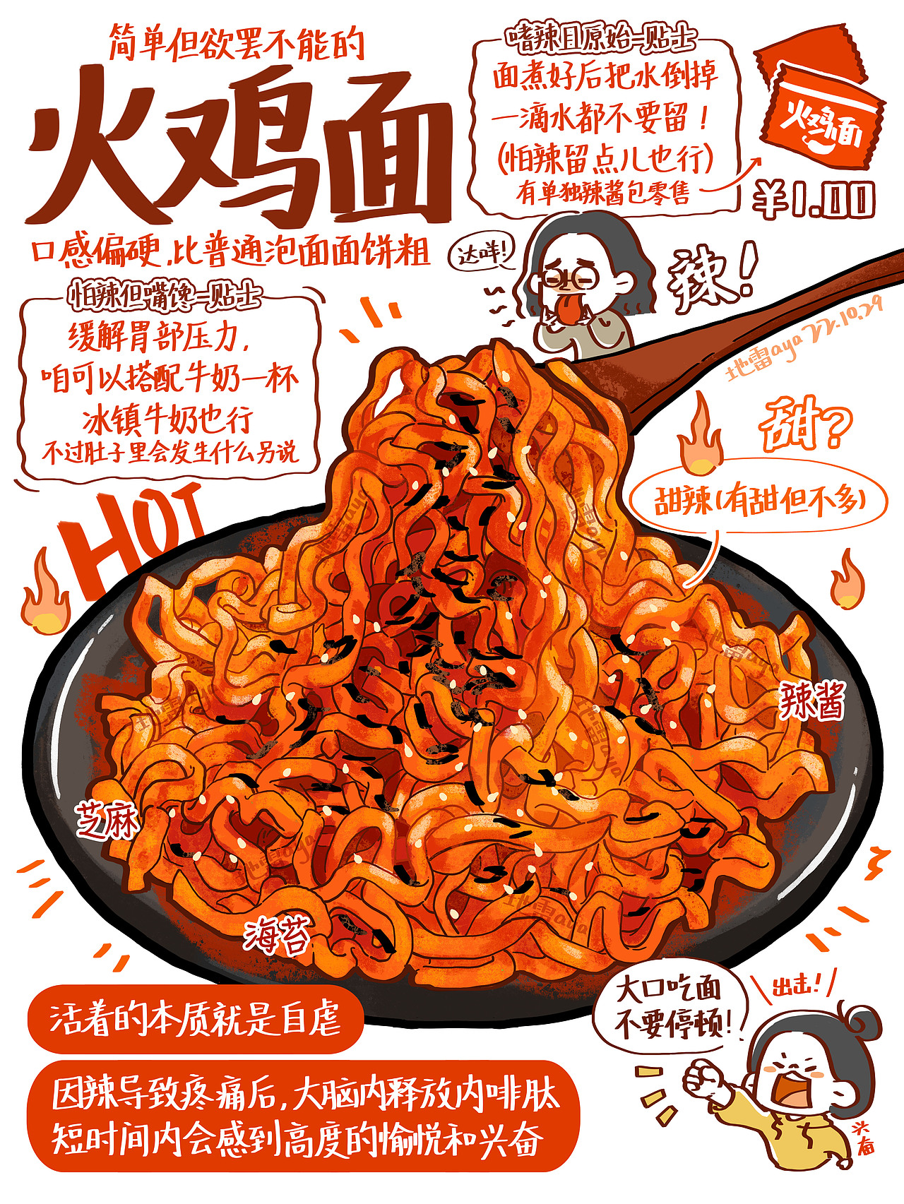 吃辣四连-美食插画（图ZMzIxMDIzMzc2） - 创作习作 - 站酷设计师地雷aya原创素材 - 站酷ZCOOL