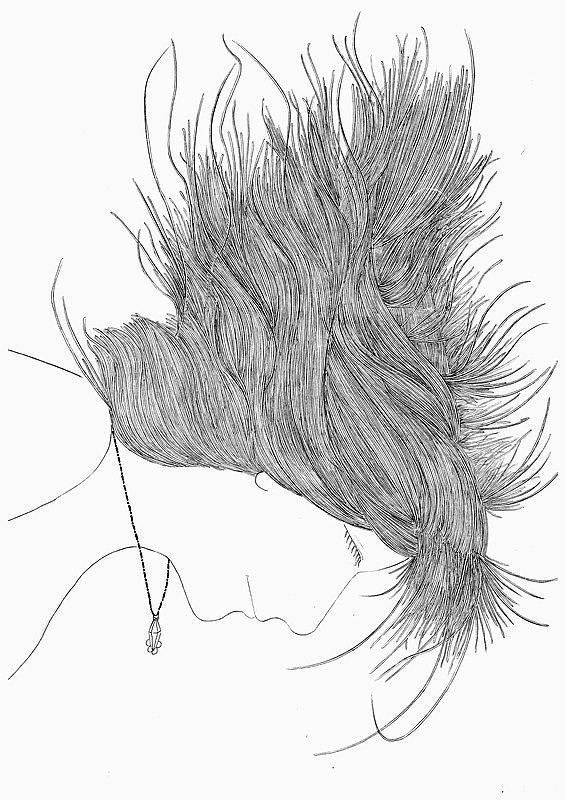 个性 插画 黑白 手绘 构成 自由 线条 头发 洒脱 点 曲线 面 后期