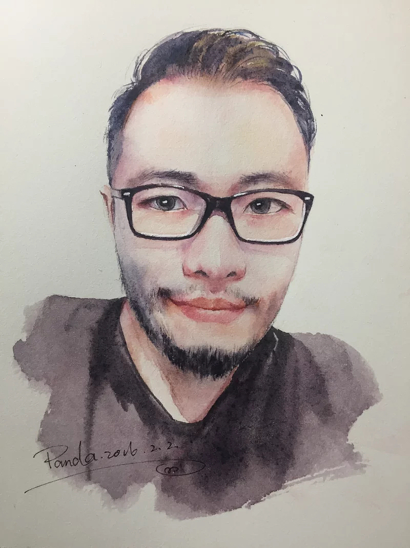 写实水彩人物头像