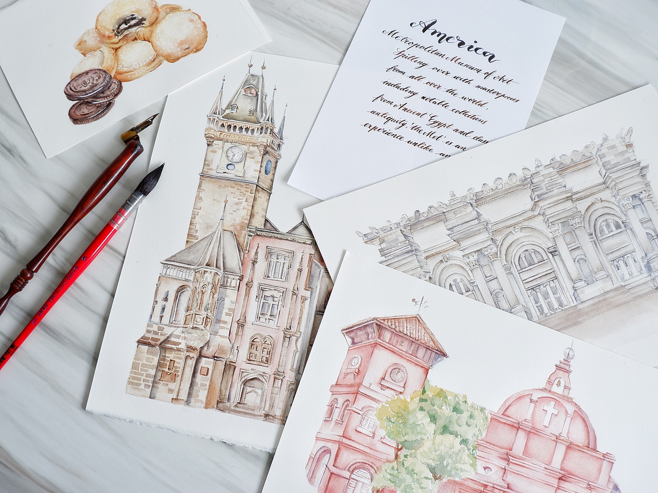 旅途中的水彩定格（图ZOTY1MTUzMTY=） - 商业插画 - 站酷设计师栗之酱Molly原创素材 - 站酷ZCOOL