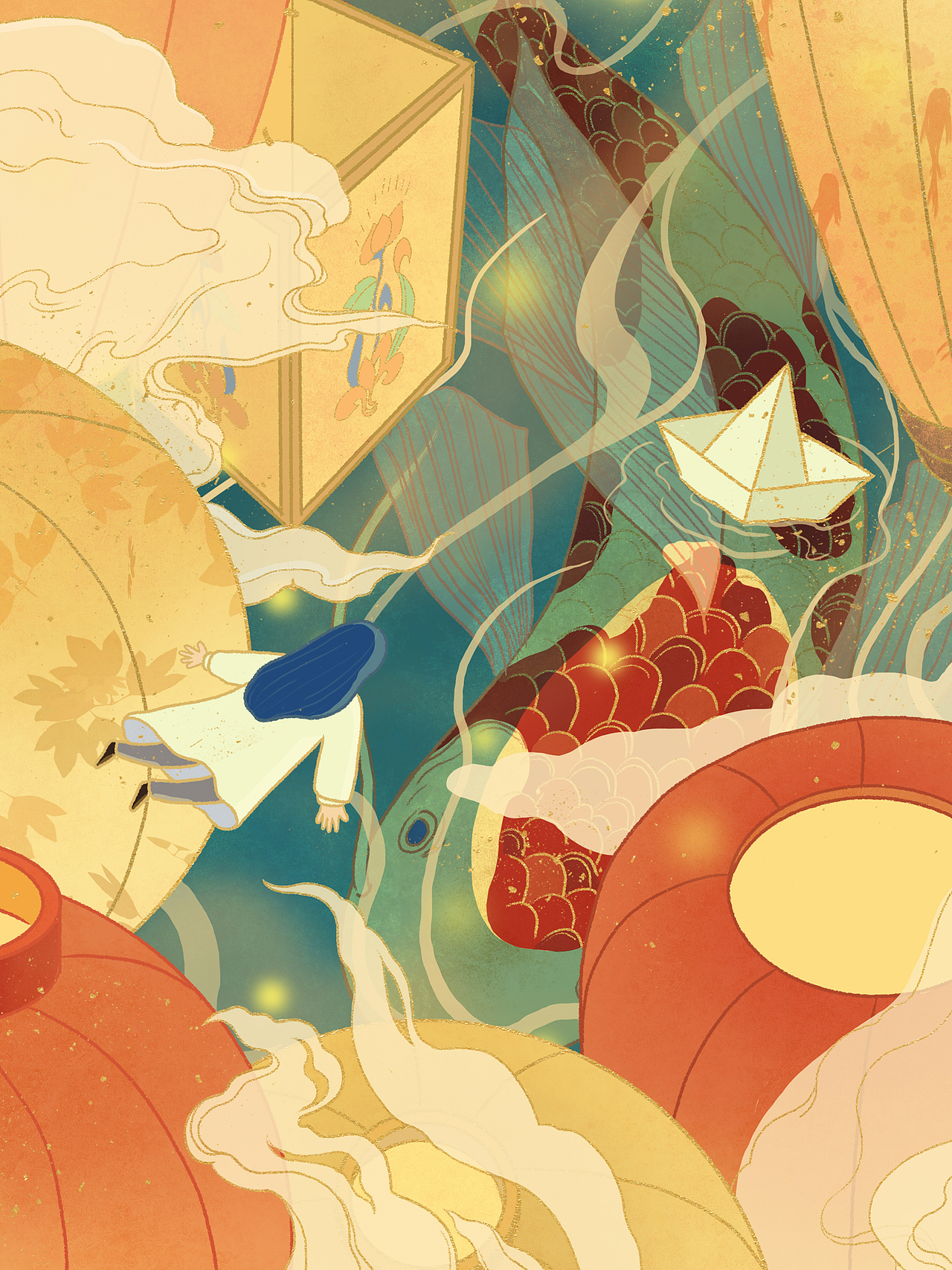 插画｜元宵节｜日圆 月圆 圆圆如意（图ZMjQzOTk5NDY4） - 商业插画 - 站酷设计师Lam雷鸣原创素材 - 站酷ZCOOL