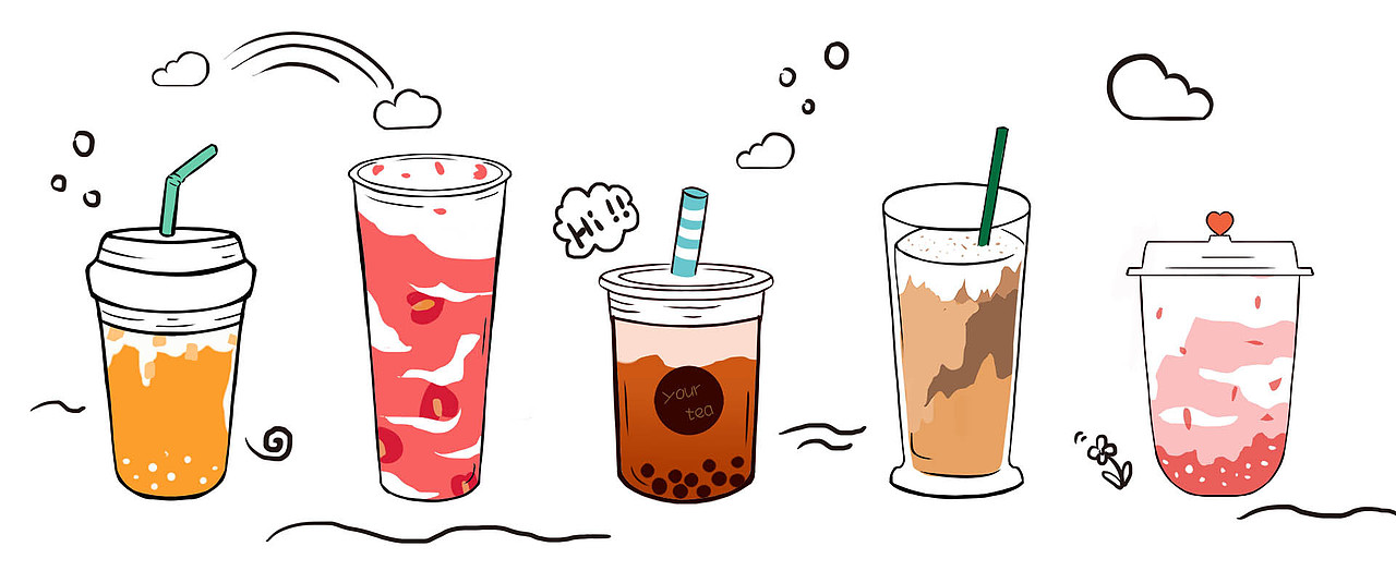 卡通奶茶手绘原创素材