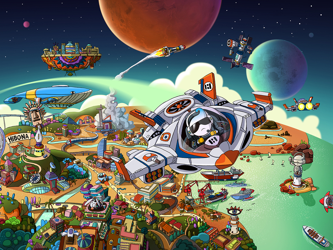 博纳星球（图ZMzU2NjU1MjQ=） - 商业插画 - 站酷设计师三木1989原创素材 - 站酷ZCOOL