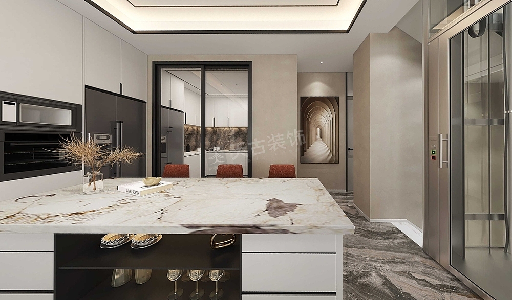 俊峰山万里叠拼别墅装修,现代轻奢风格户型方案设计图