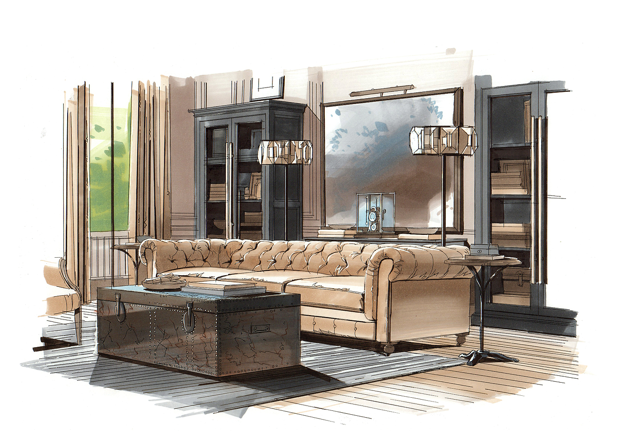 室内手绘空间步骤图上色欣赏（五）