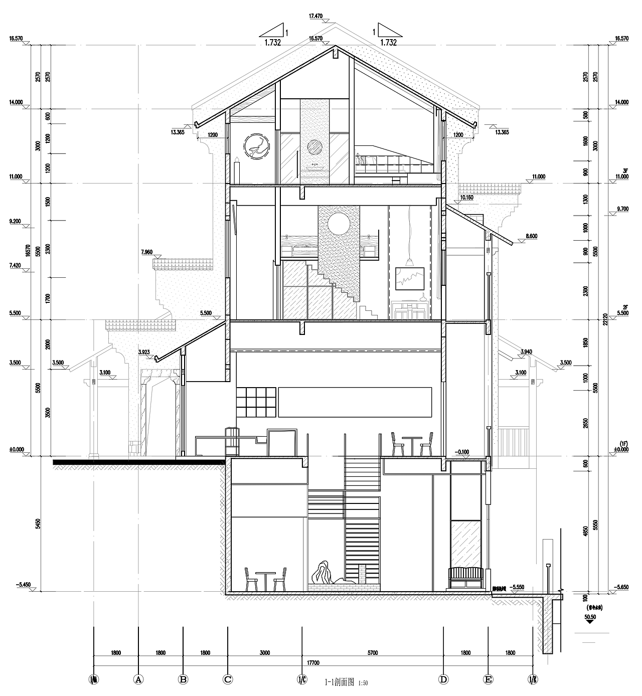 楼为人文茶馆面积共350平方米，一楼为酒店大堂面积共180平方米，二楼三楼为客房面积共420平方米。
平面布局