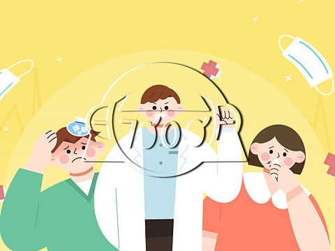 医疗 感冒 流感症状 问诊系列插画