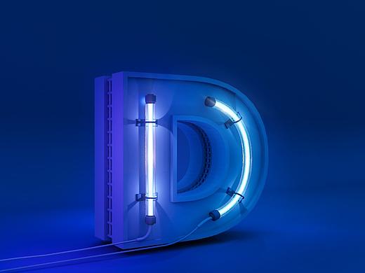 C4D灯效字母
