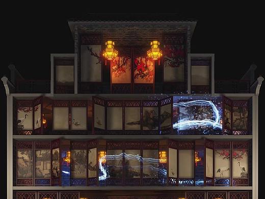 中山巨龙古玩城楼体投影秀