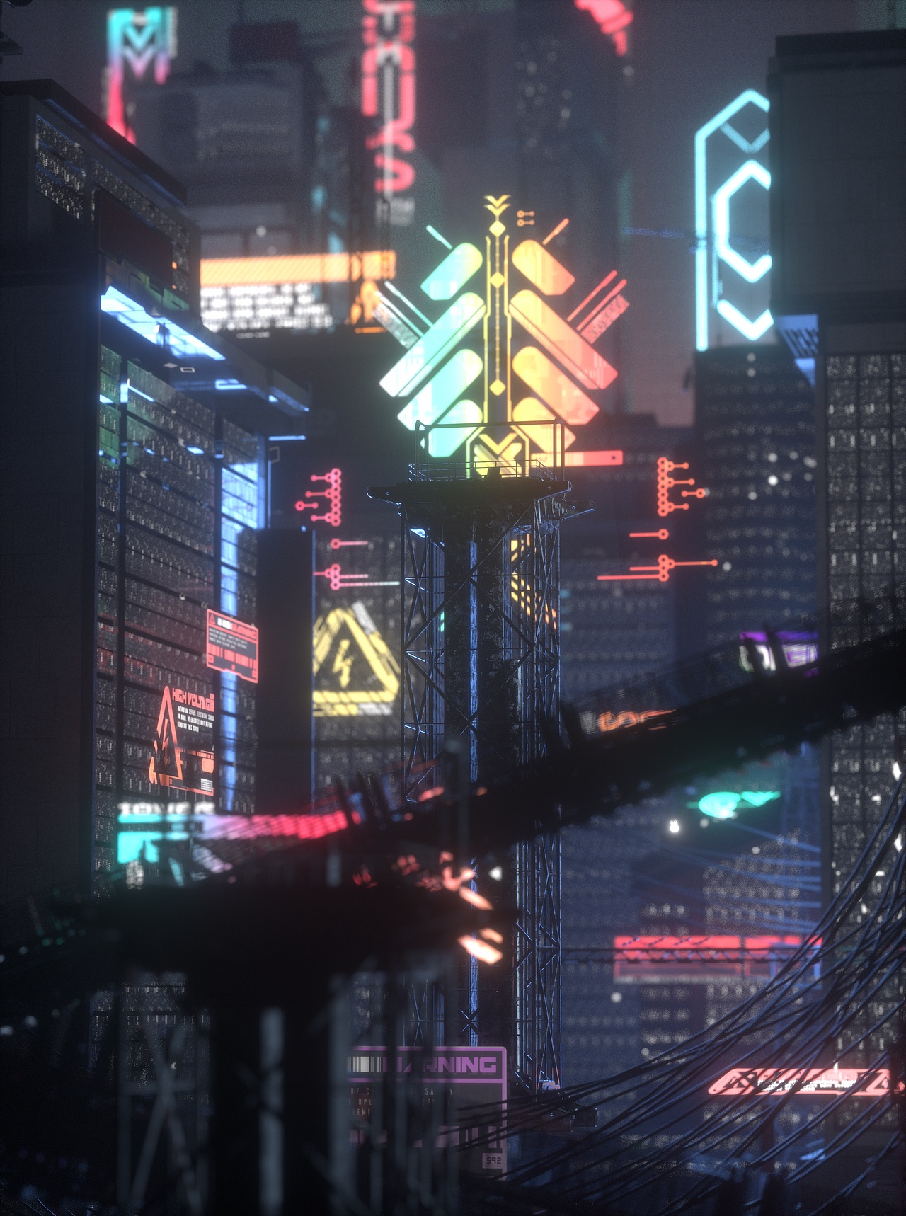 赛博朋克夜晚城市（图ZMjU5NDg0MTY0） - 海报 - 站酷设计师PS小彭原创素材 - 站酷ZCOOL