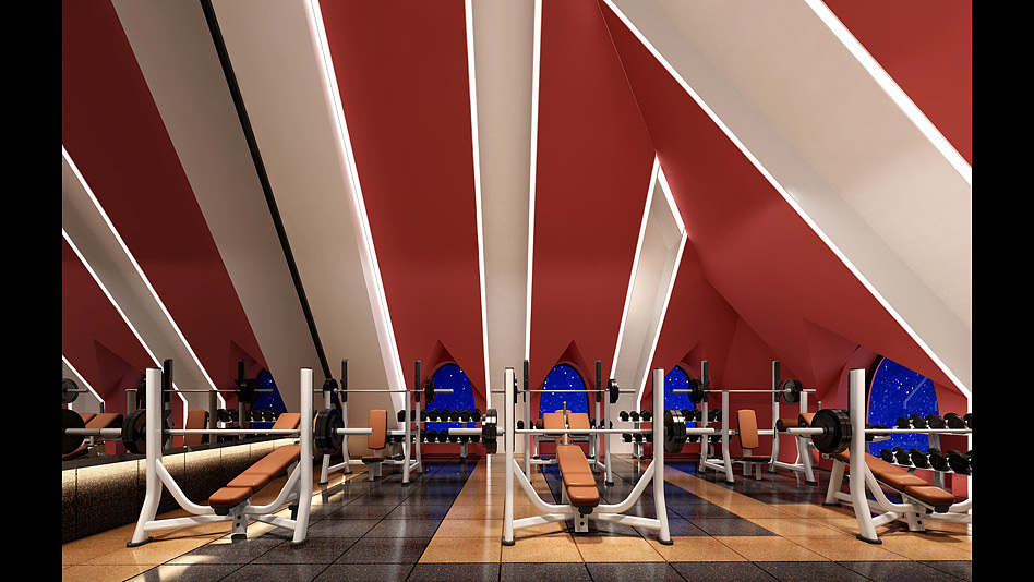 成都大型健身房装修设计公司|四川泰宇装饰--器材训练区装修设计效果图