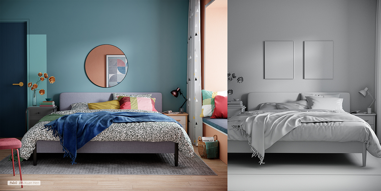 c4d宜家室内色彩效果练习