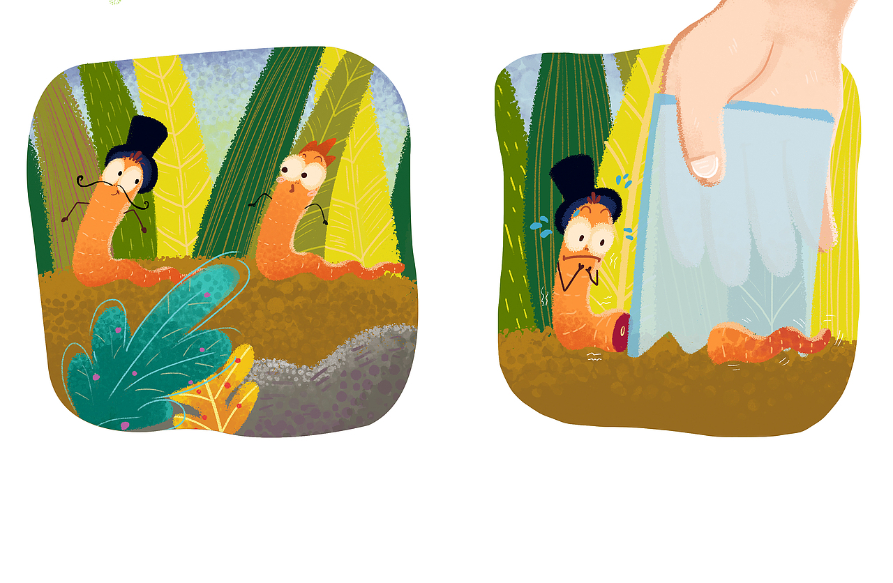 蚯蚓先生 儿童插画绘本（图ZMjQyMDU0NjQ=） - 儿童插画 - 站酷设计师梦寐原创素材 - 站酷ZCOOL