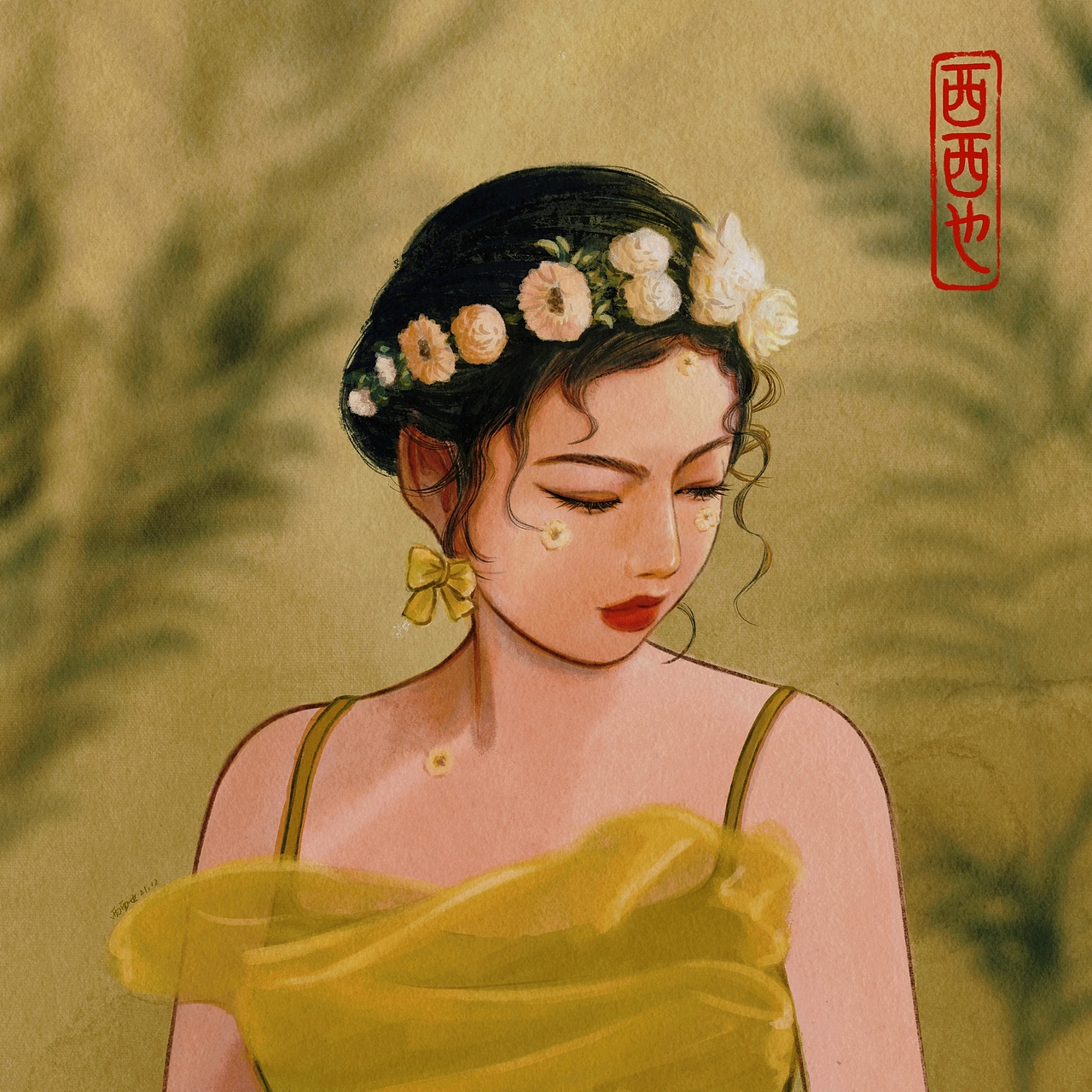复古水彩少女头像（图ZMjg3MjI5Nzcy） - 艺术插画 - 站酷设计师是西西也原创素材 - 站酷ZCOOL