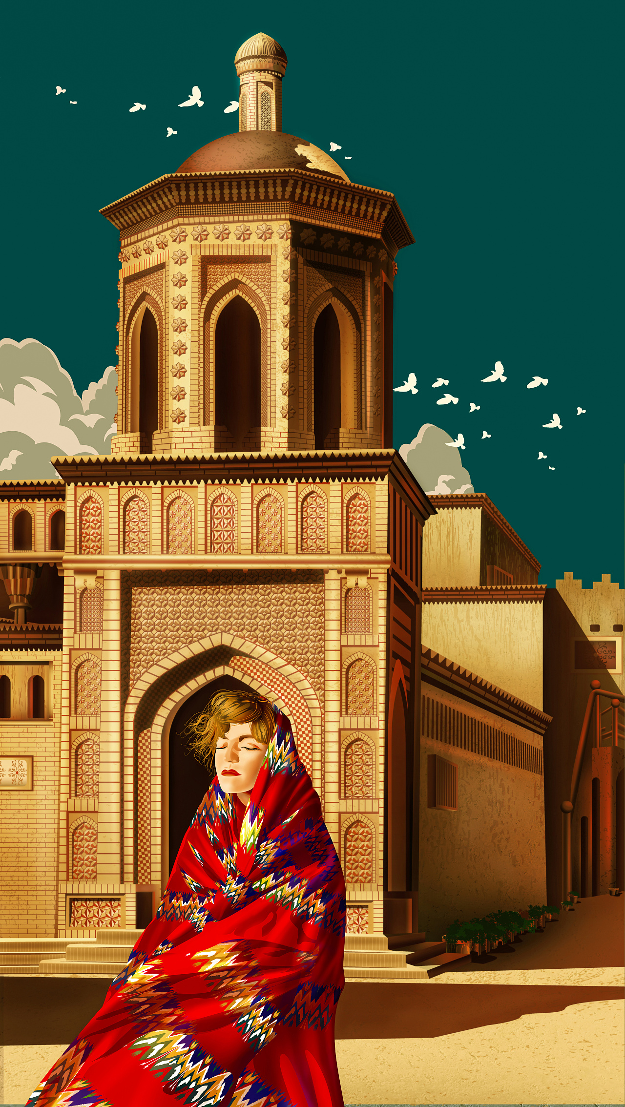 《喀什葛尔》 老城民居 矢量插画|插画|艺术插画|扎扎疆 - 原创作品