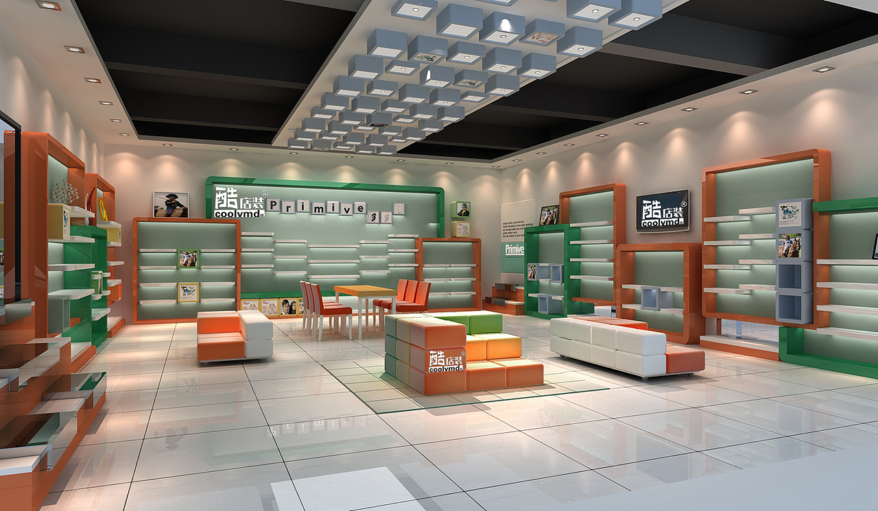 儿童主题情景店面装修设计时尚童鞋童装店装修童装店