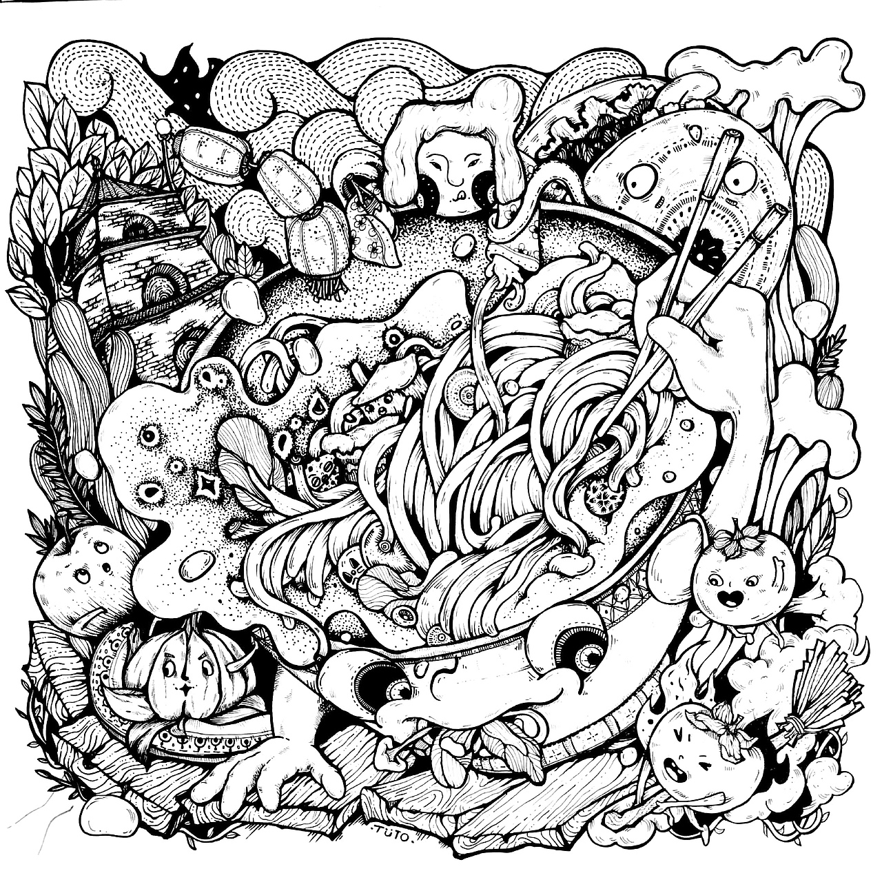 黑白装饰画（图ZMjA1NzM3MzYw） - 创作习作 - 站酷设计师Tuto_april原创素材 - 站酷ZCOOL