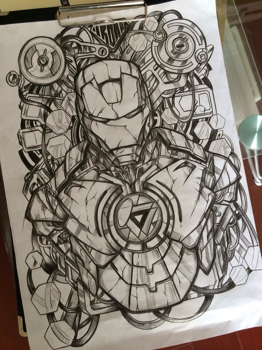 之前临摹某位大师的钢铁侠