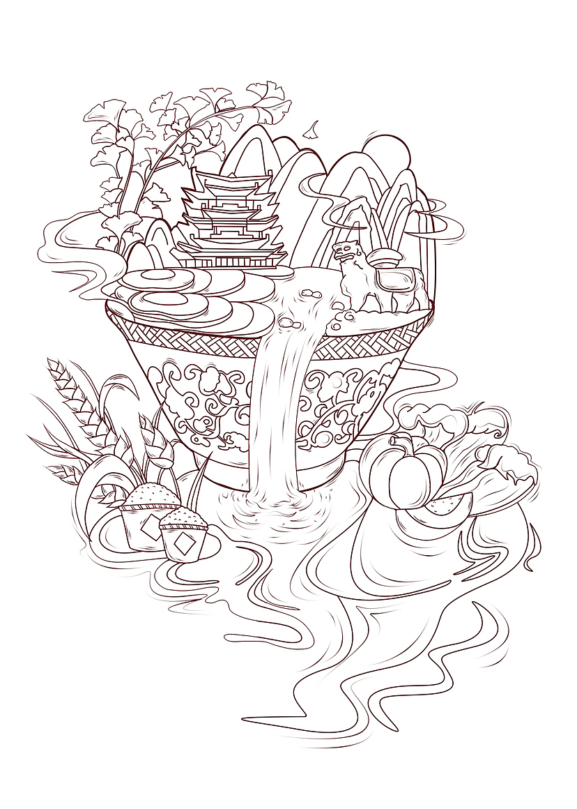 沧州铁狮子清风楼商业插画