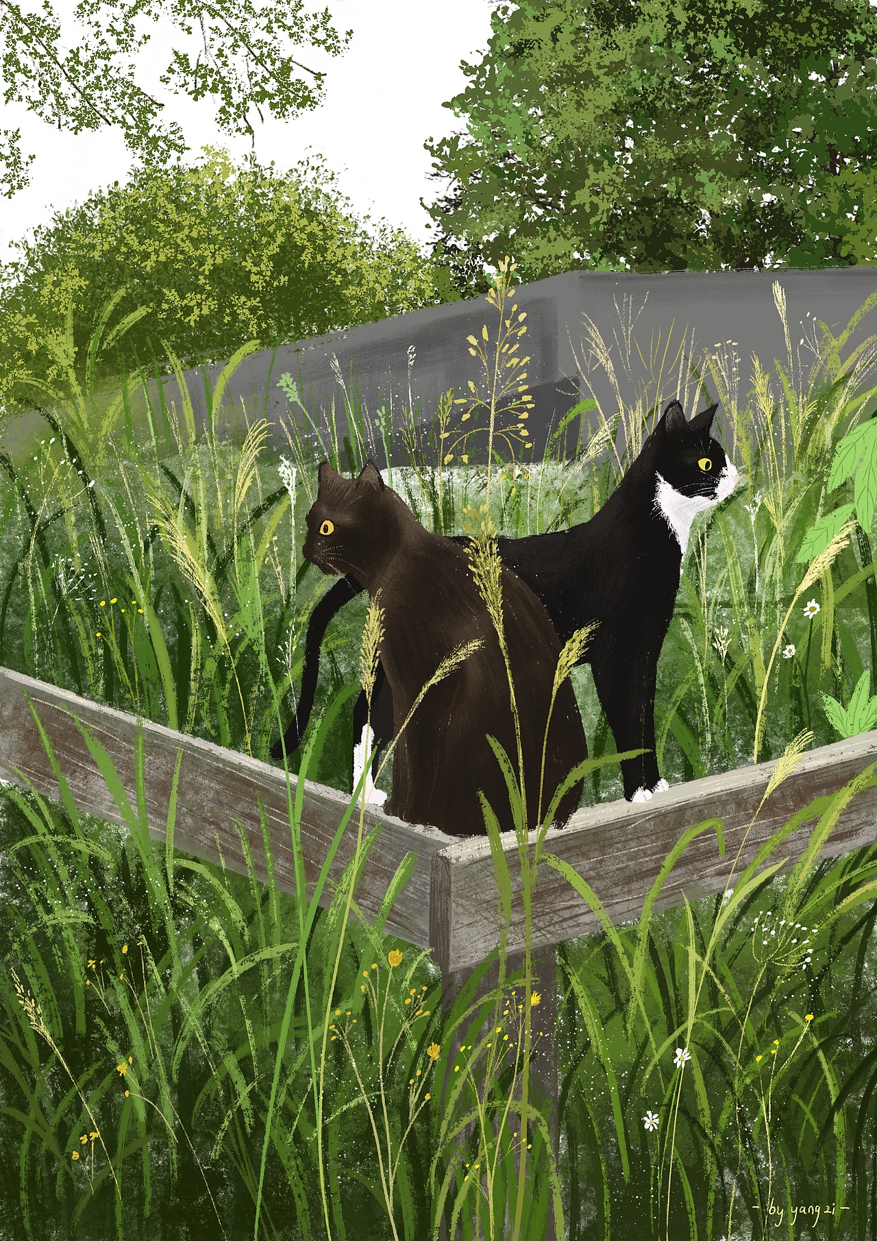 森林里快乐的小猫咪（图ZMzU4NTI4Nzc2） - 儿童插画 - 站酷设计师阳子cat原创素材 - 站酷ZCOOL