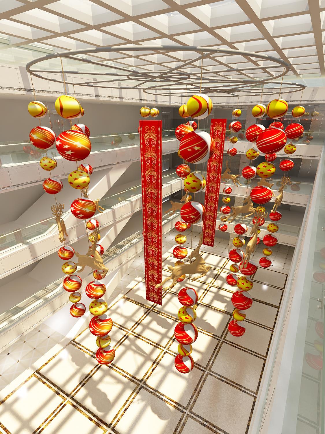 乐都汇空铺装饰+中庭吊顶装饰