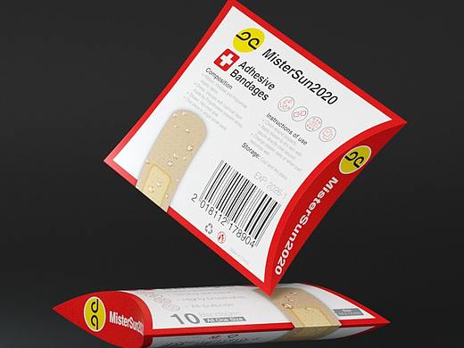外贸出口医护用品创可贴英文彩盒包装设计改版
