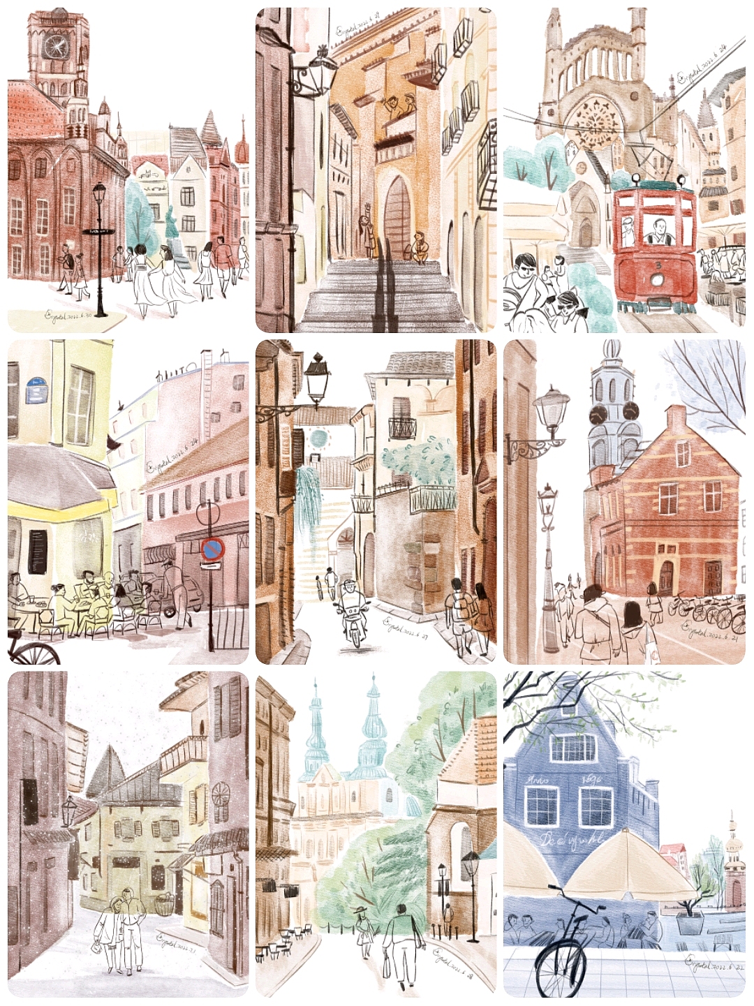 城市速写总结|速写插画（图ZMzEzNjgwMjEy） - 创作习作 - 站酷设计师张小熊_Crystal原创素材 - 站酷ZCOOL