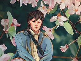 花儿与少年插画创作