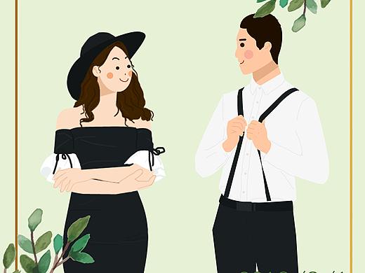 定制类婚礼请柬插画设计