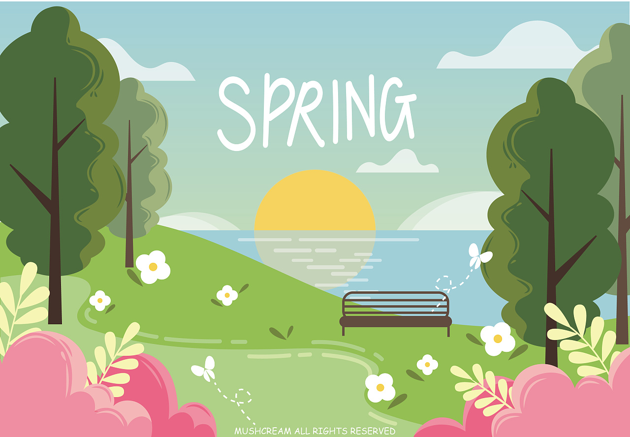 扁平风四季印象|插画|商业插画|插画师蘑菇uu - 原创作品 - 站酷