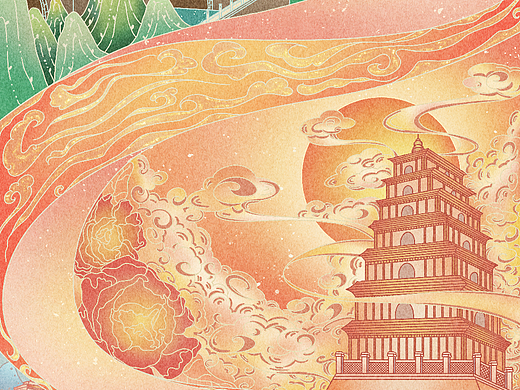 国潮插画|西安古建筑