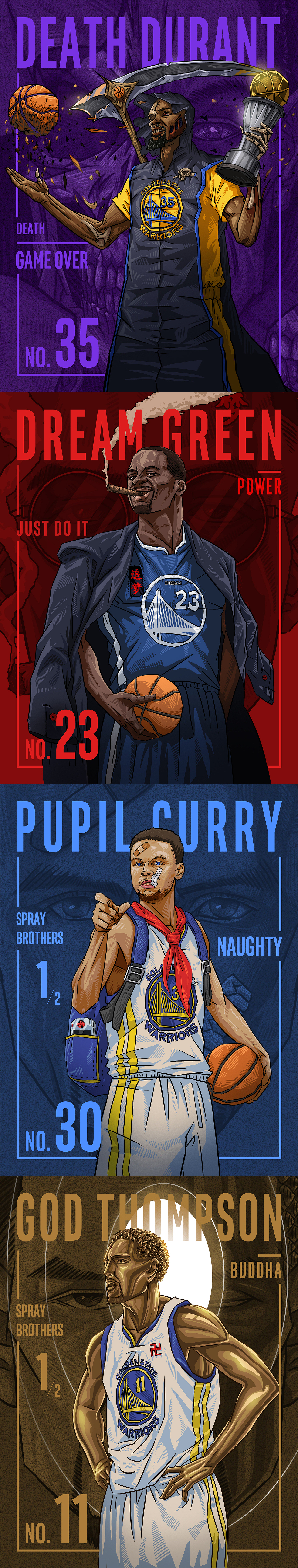 我们是冠军nba勇士队插画海报